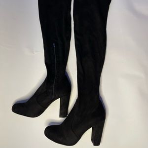 Olivia Ferguson Black Suede Thigh High Stiletto Boots Size 10